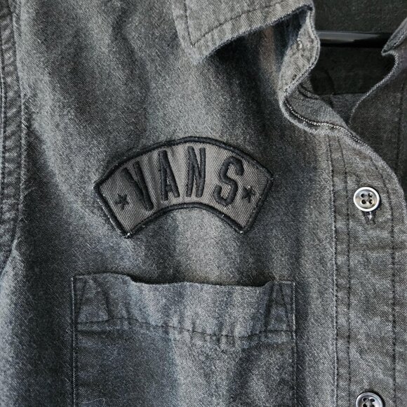 Vans Men's Medium Black Long Sleeve Button-Up Shirt - Picture 3 of 7